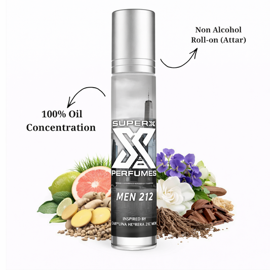 Men 212 | Inspired by Car*lina He*rera 212 NYC Men Perfume | Roll-on (Attar) With 100% Oil Concentration (Non Alcohol)